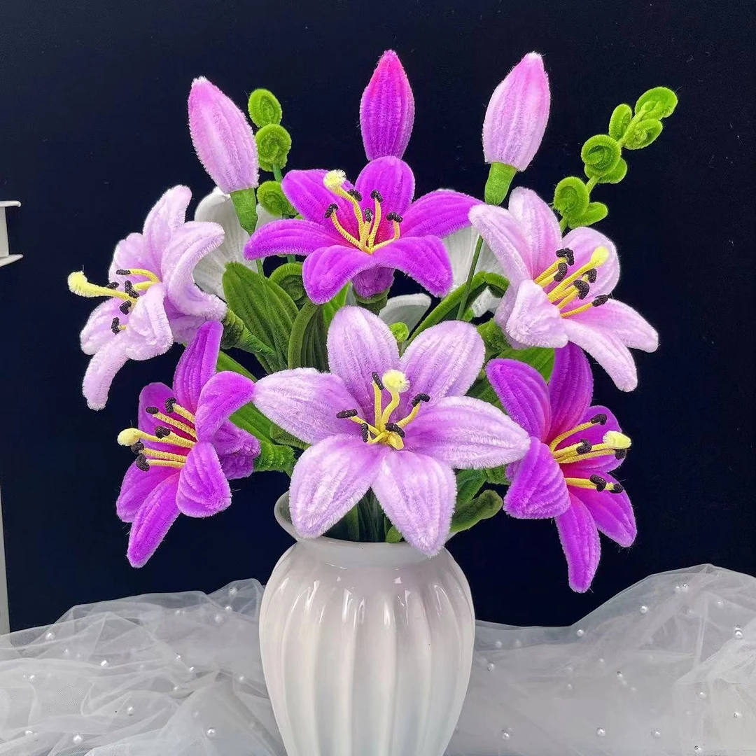 升级款百合花材料包手工DIY加密扭扭棒创意手工花（不含花瓶）