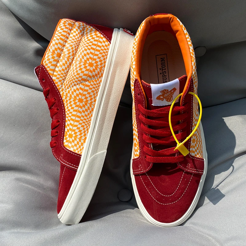 2025新款爆款高档轻奢潮牌男士板鞋红橙中帮帆布鞋学生百搭情侣