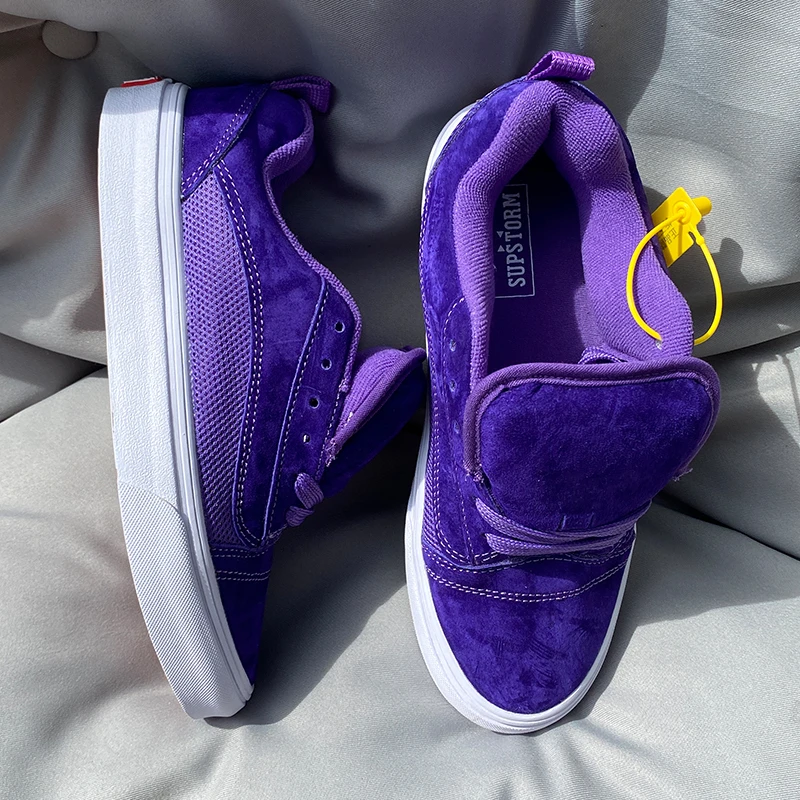 爆款新款紫色胖胖面包鞋牵牛花紫情侣厚鞋舌板鞋男款女款潮鞋子男