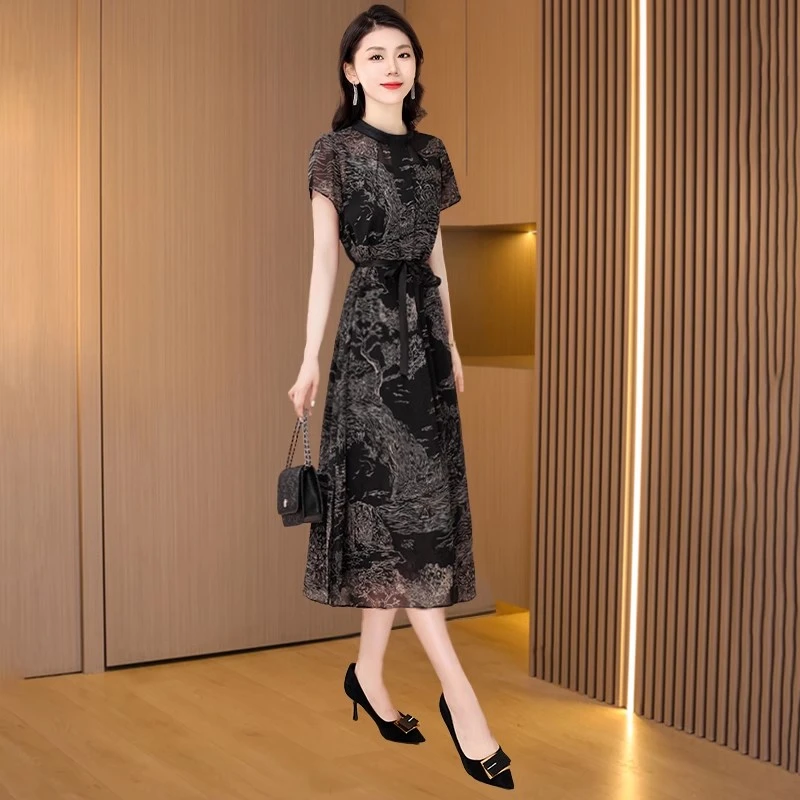 拉夏贝尔新中式轻奢高端女装连衣裙2025新款夏高级感时尚洋气裙子