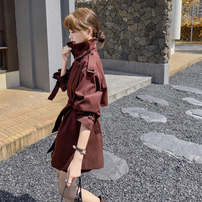 安哥拉红韩系休闲中长款风衣外套女秋季2025新款今年流行爆款大衣