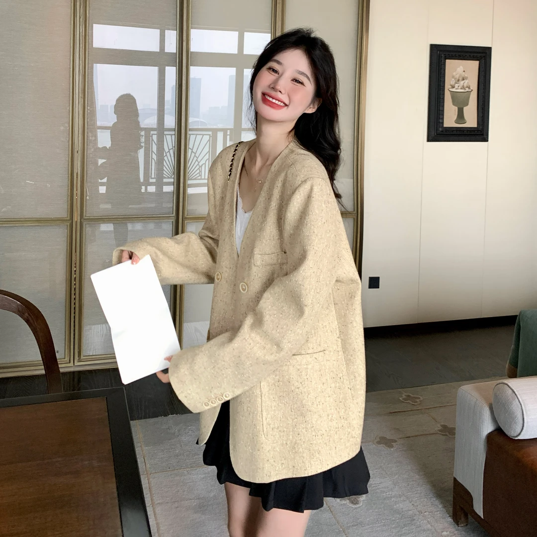 黄色优雅小香风气质西装外套女2025秋季新款静奢减龄名媛百搭上衣