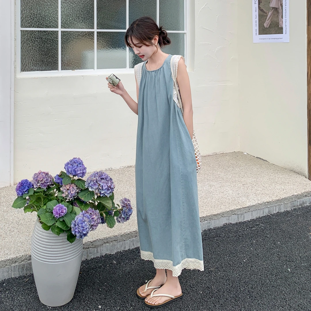 法式慵懒风无袖连衣裙女2025夏季新款盐系轻熟风减龄宽松背心长裙