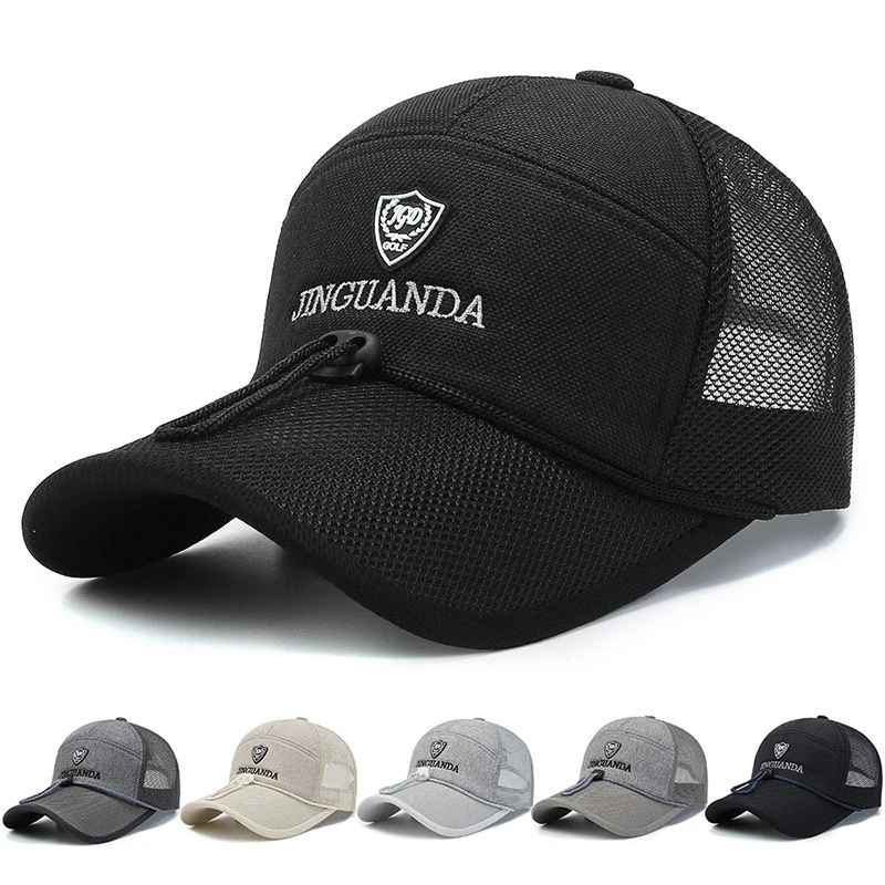 男士户外网眼钓鱼帽休闲百搭太阳帽夏季透气遮阳帽子时尚鸭舌帽女