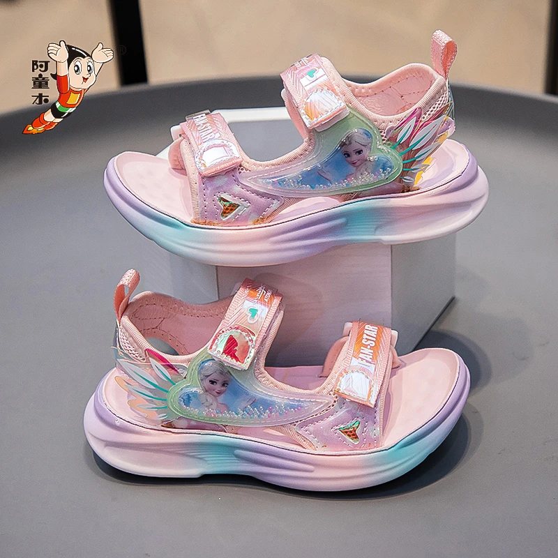 阿童木2025夏季百搭凉鞋儿童女童爱莎公主小女孩防滑中大童沙滩鞋