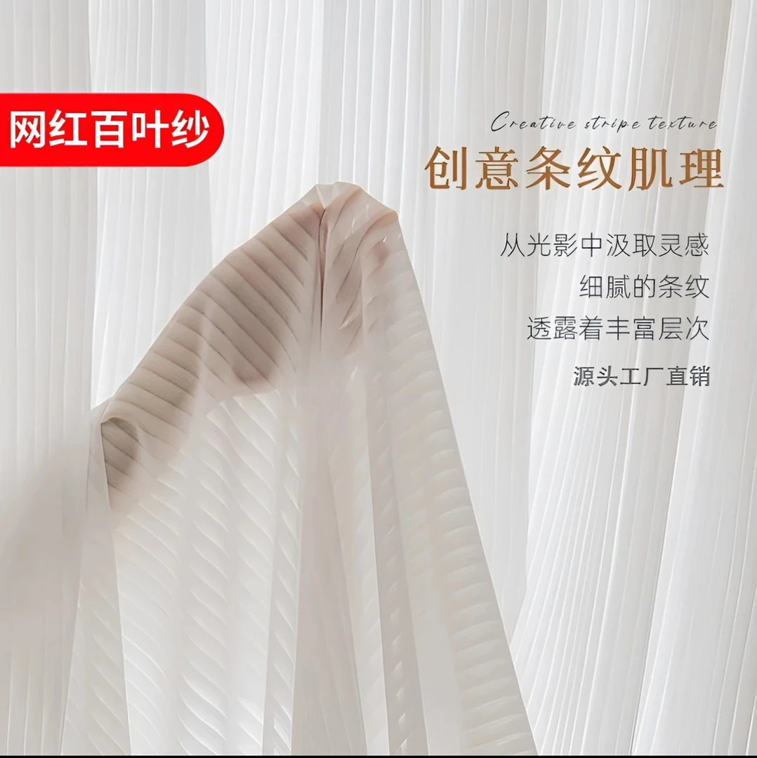 透光微透人客厅窗纱白色简约卧室窗空间感窗纱加厚防刮耐磨百叶纱