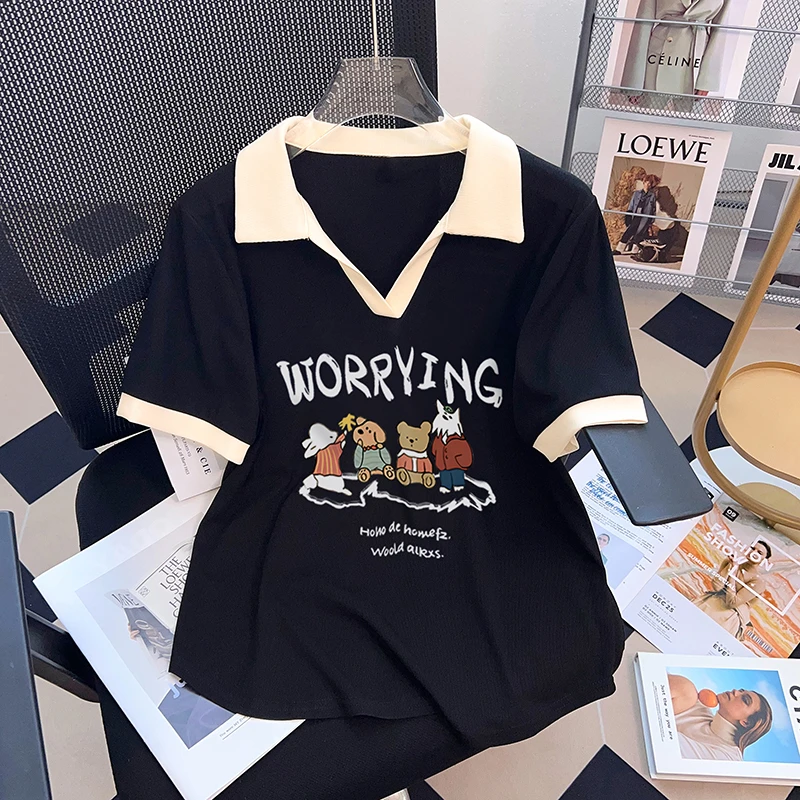 yoewshean/羽媗精致胖MM大码女装上衣微胖显瘦T恤夏季POLO短袖