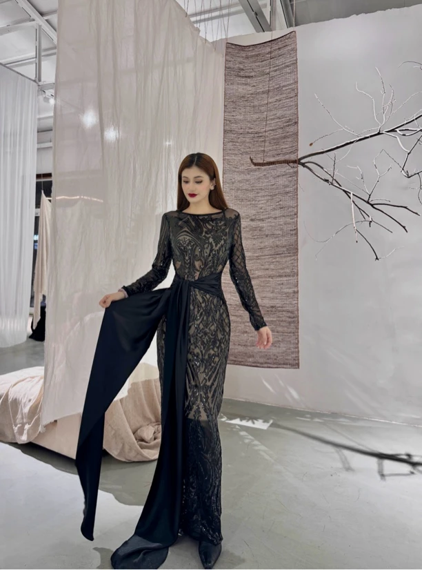 2024新款高级感亮片晚礼服连衣裙