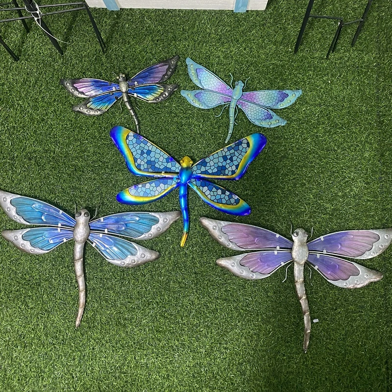 家居饰品彩玻铁艺蜻蜓壁挂蜻蜓合集墙饰客厅卧室别墅庭院阳台挂件