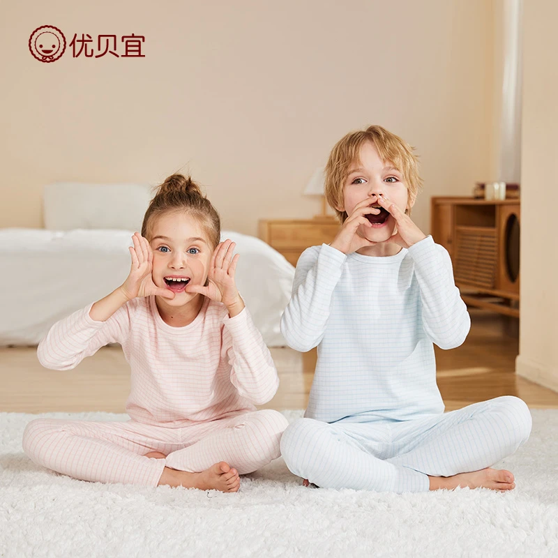 优贝宜【婴儿绒】2023儿童保暖秋衣秋裤男女童家居服睡衣套装秋冬款
