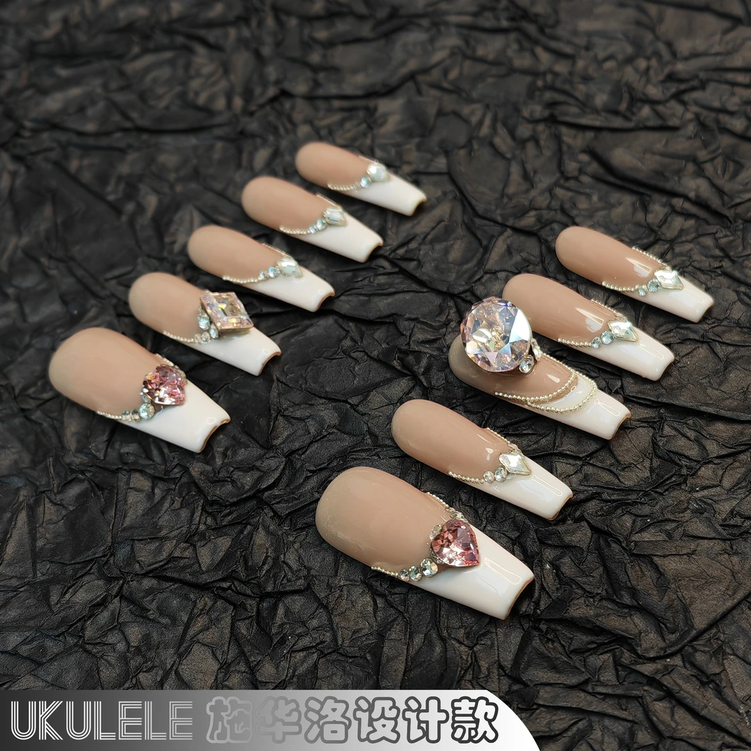 SSR【西西里】Ukulele施华洛设计高位法式爆闪粉色夏季少女穿戴甲