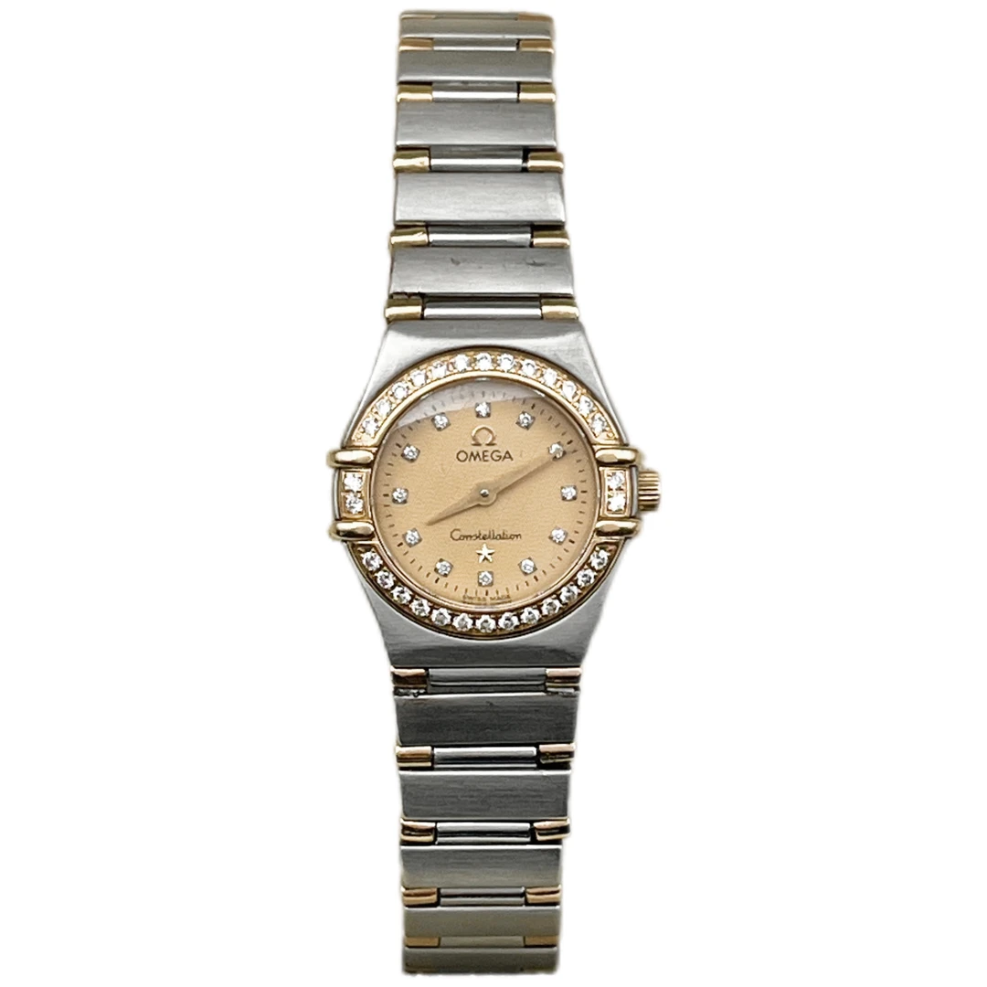 99新 Omega/欧米茄 星座系列/22.5mm/石英女士表/间金镶钻