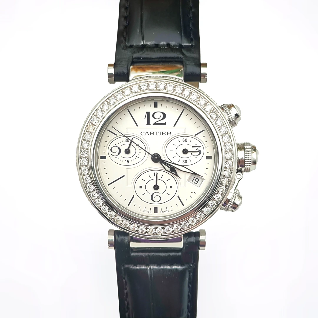99新 Cartier/卡地亚 帕莎/精钢/后镶钻/37mm/石英女表