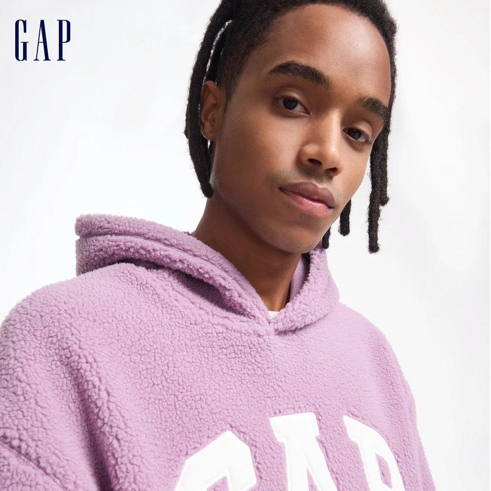 【成毅代言】Gap男女装新款字母logo仿羊羔绒加绒休闲卫衣 609050