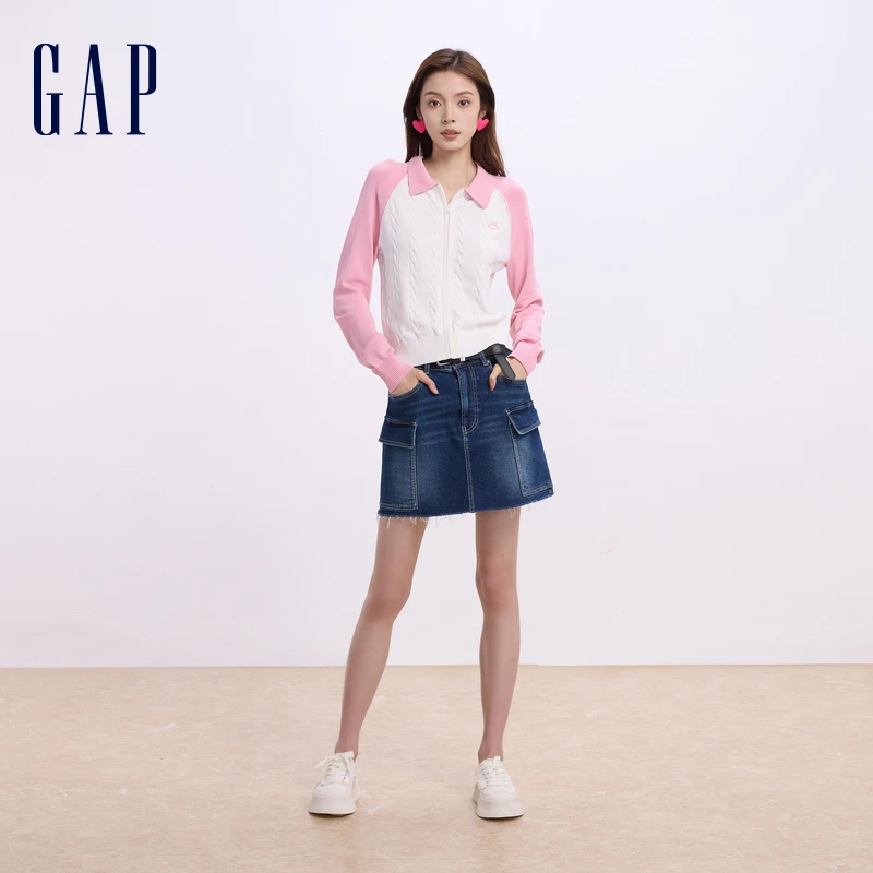 Gap女装初秋新款毛边多口袋牛仔短裙辣妹时髦百搭半裙 640936
