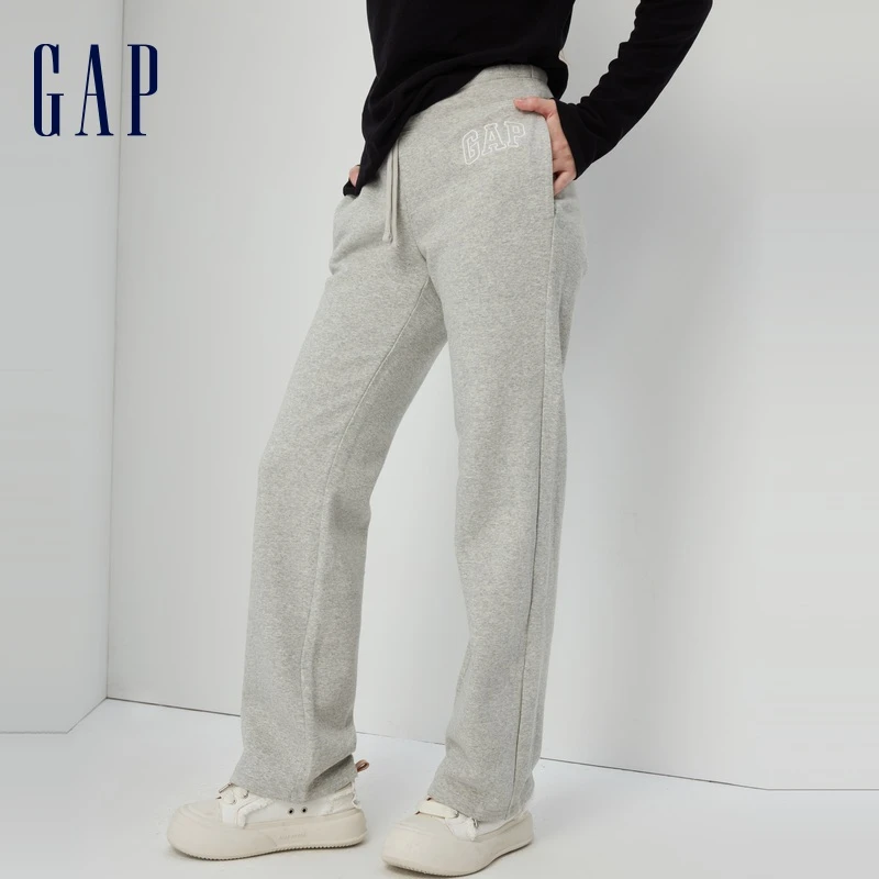 Gap女装秋季2023新款LOGO抓绒宽松运动裤微喇叭裤430369休闲裤