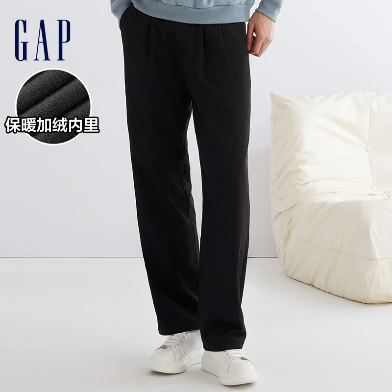 Gap男装冬季商务通勤宽松廓形休闲裤时尚保暖长裤 840886