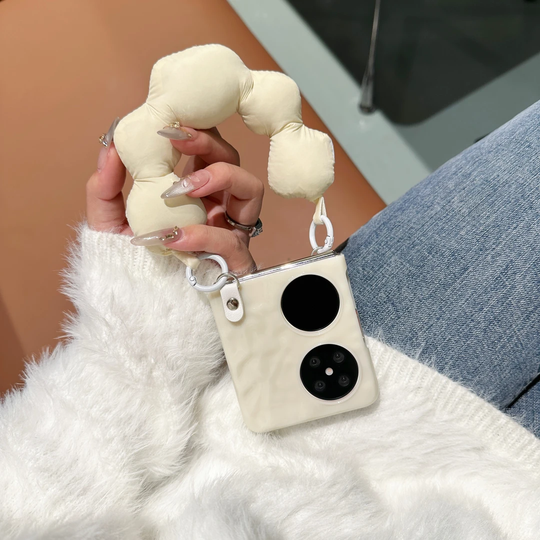 适用华为pocket2折叠手机壳oppon3flip水波纹奶白色小米荣耀vflip