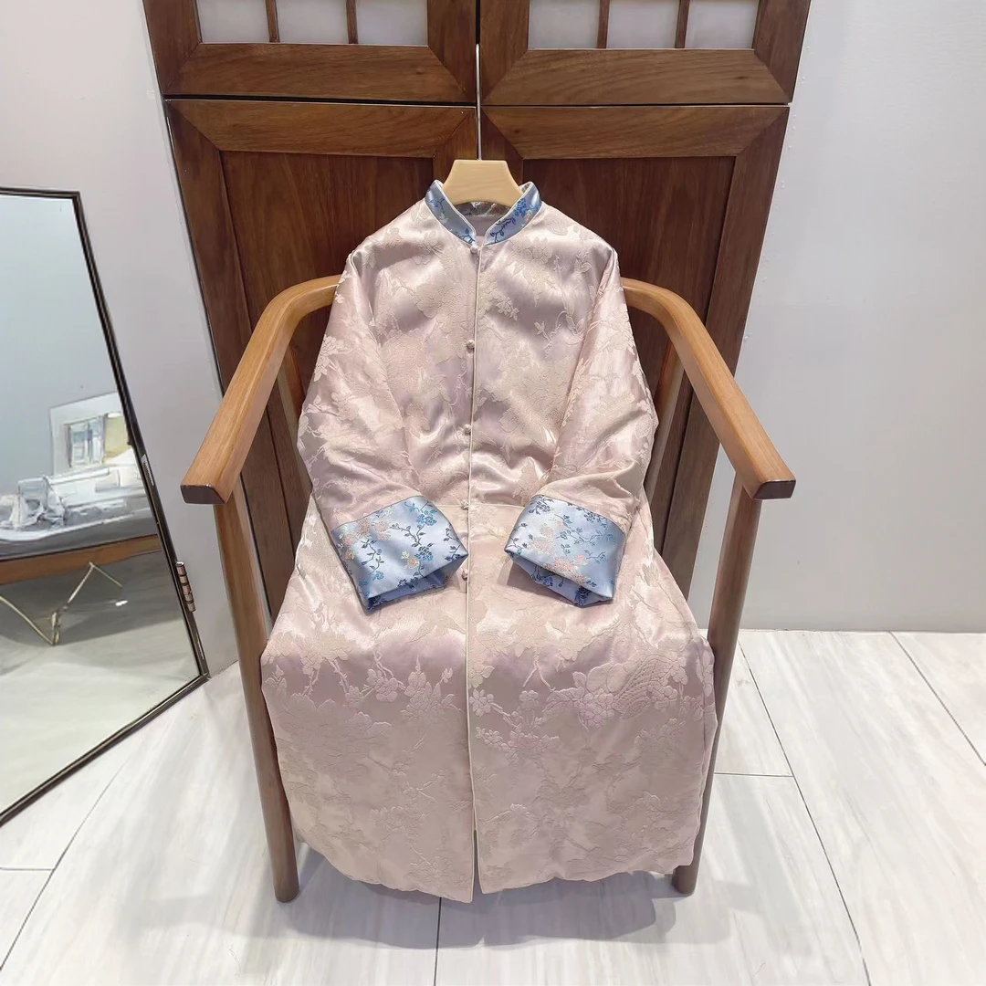 【十三郎】新中式国风中长款对襟提花外套231580