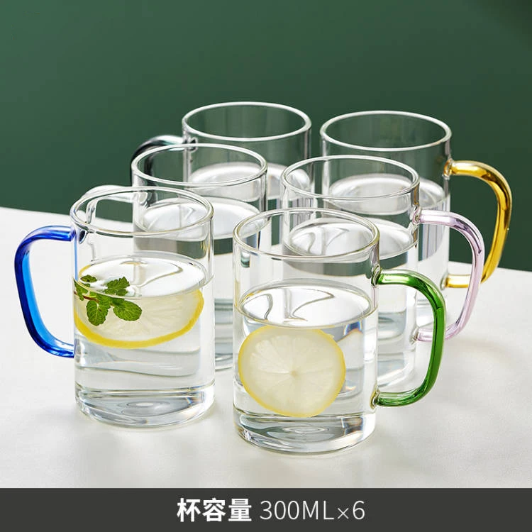 玻璃杯带把耐热简约牛奶杯ins喝水杯家用客厅泡茶杯家庭杯子套装