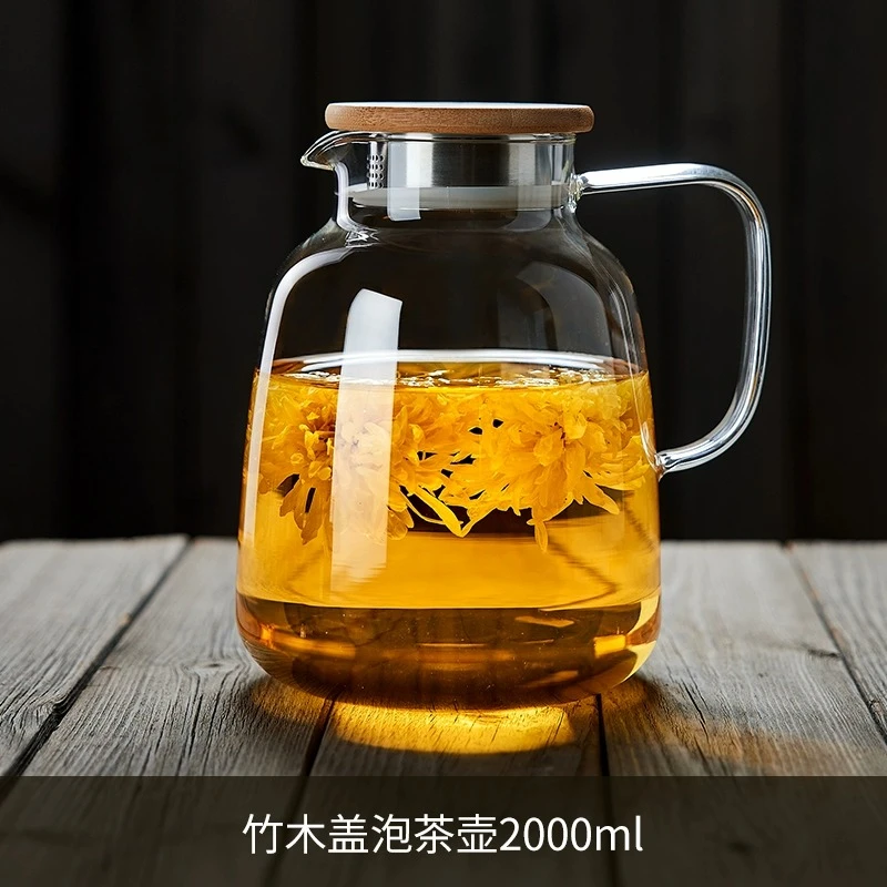 青苹果大茶壶过滤泡茶壶玻璃加厚加热花茶壶耐高温煮水壶茶具耐热