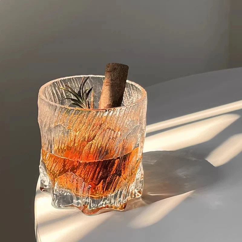 【青苹果】高级感玄冰杯创意轻奢威士忌杯洋酒杯磨砂岩石杯玻璃水杯