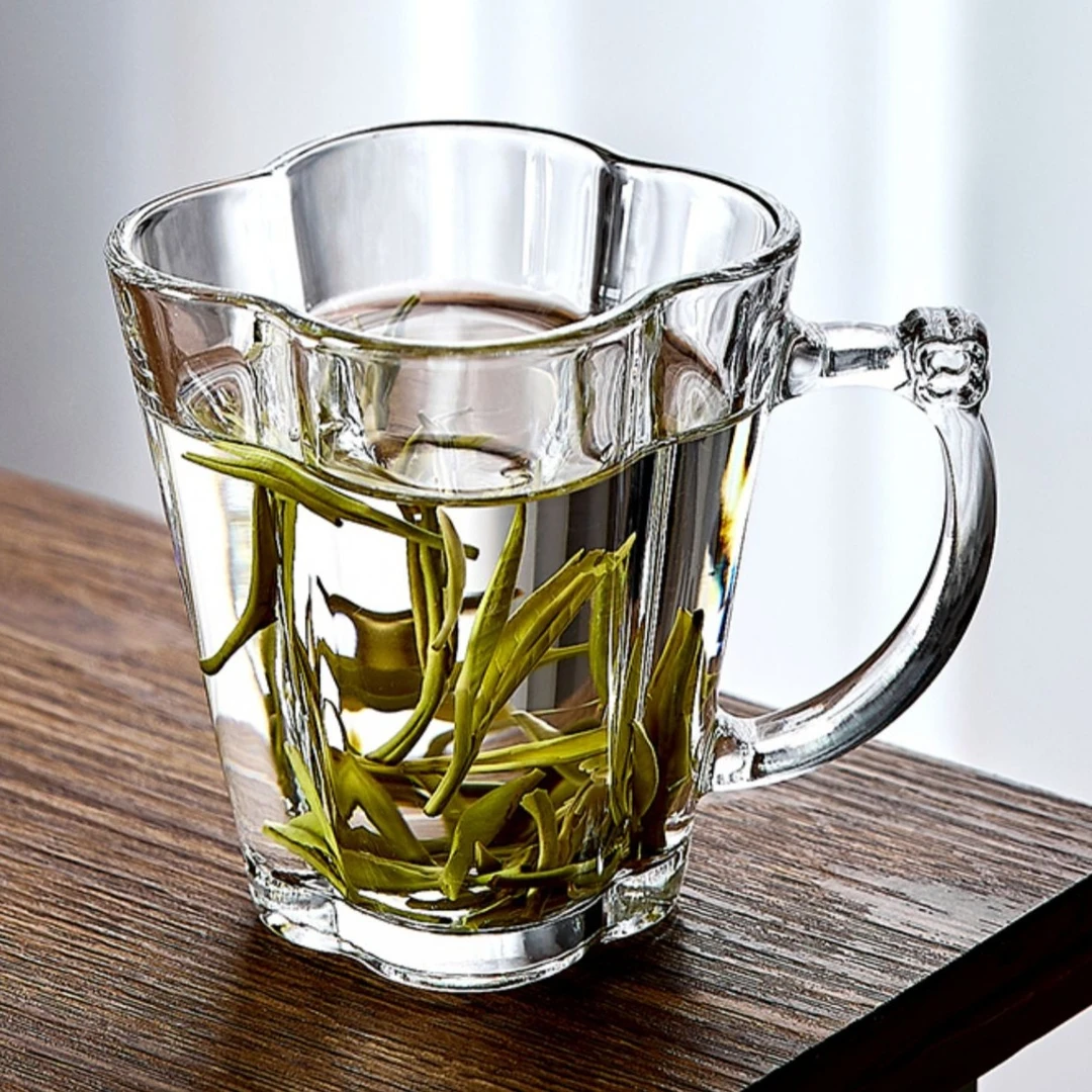 花瓣石壶酒杯耐热创意客厅玻璃杯带把现代简约水杯家用套装