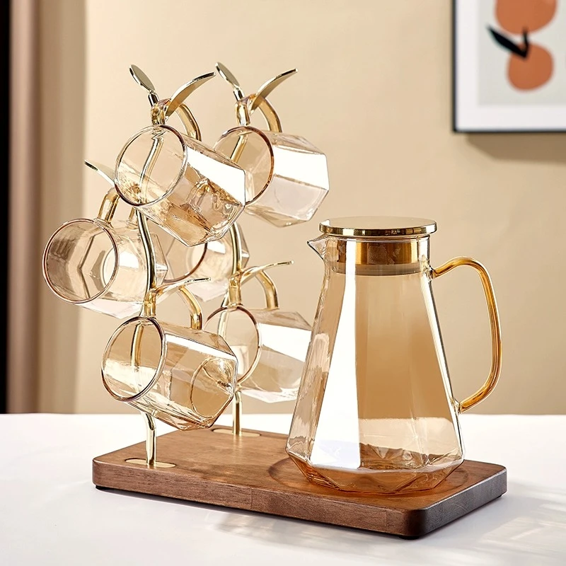 现代轻奢水杯套装待客家用带托盘高颜值茶杯水壶水具套装客厅家庭