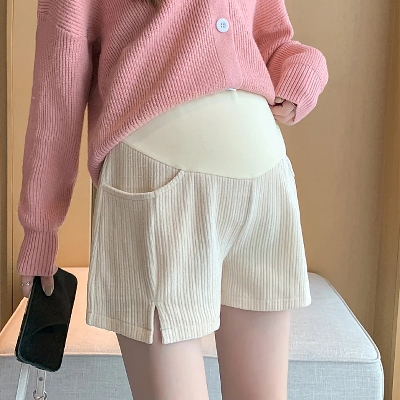 孕妇短裤秋冬外穿时尚潮妈雪尼尔宽松阔腿裤子小个子衣服春秋季