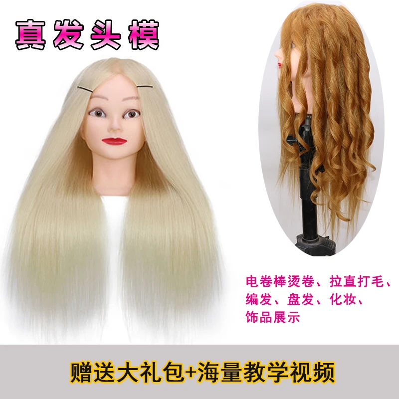 美发头模真发头模编发盘发新娘造型可烫卷吹拉假发模特头专用练习