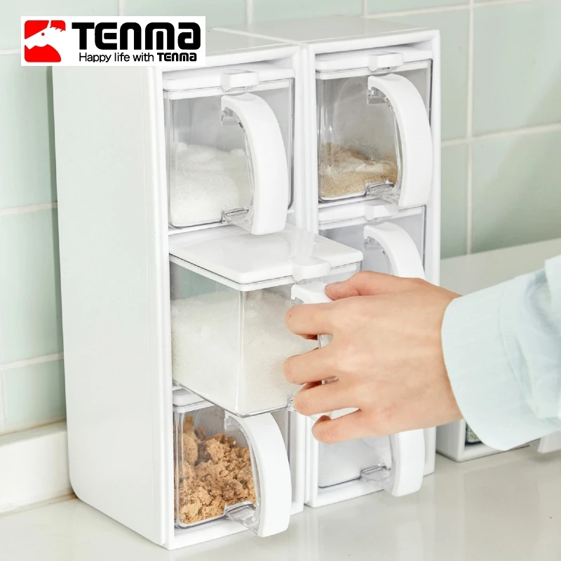 TENMA天马法比亚调味料盒厨房家用调味盒日式方形佐料盒