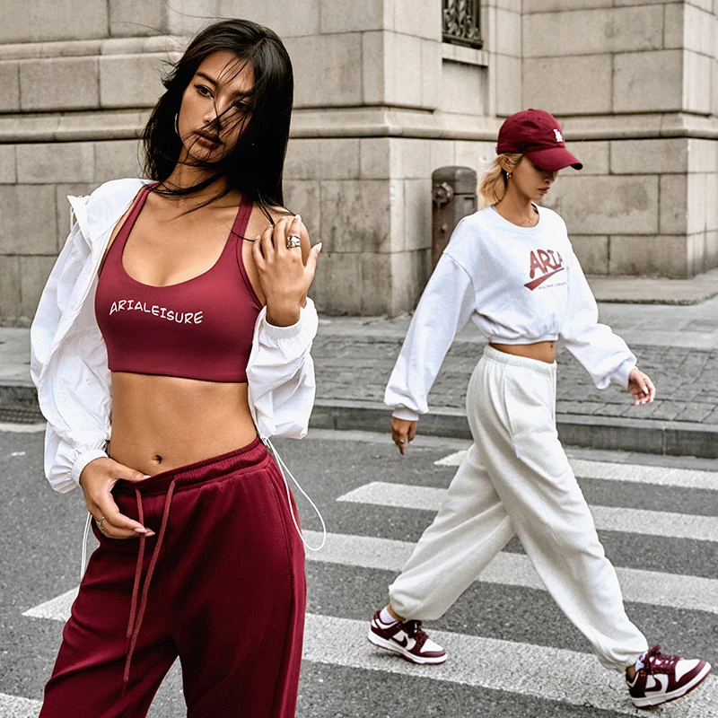 ARIALEISURE 美式辣妹运动内衣女U领美背外穿健身防震跑步瑜伽服