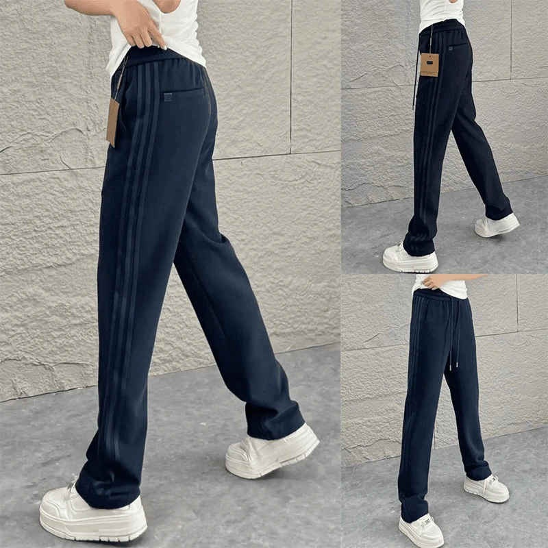 【专柜品质】秋冬季新款条纹休闲裤时尚百搭直筒裤弹力修身运动睡裤