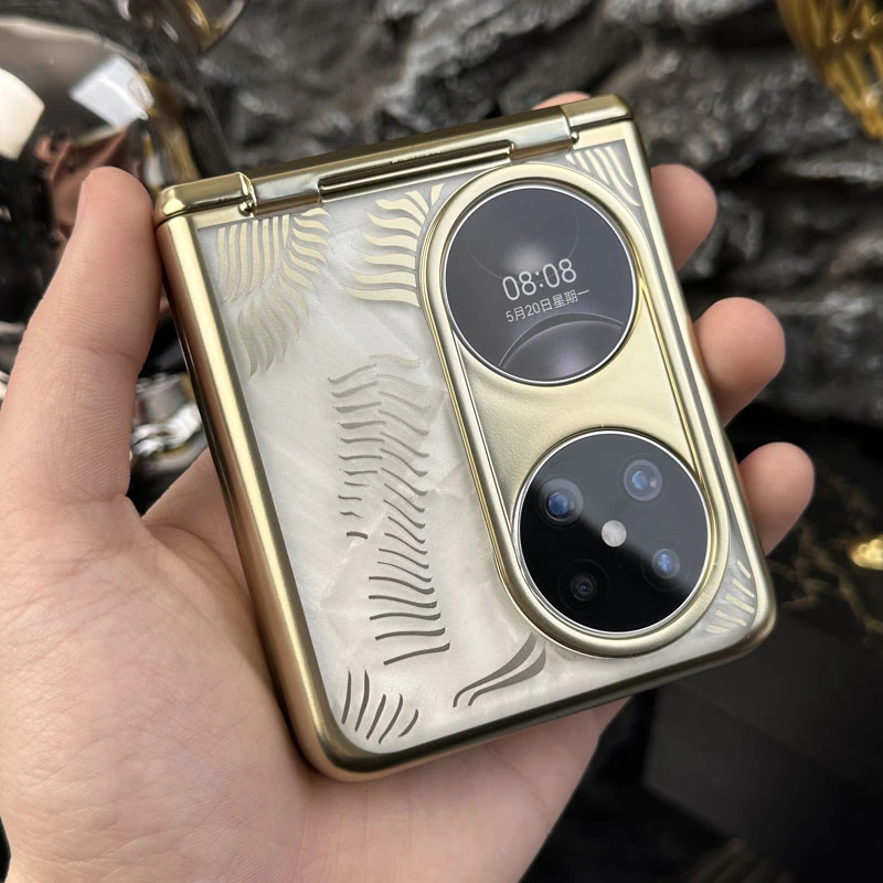 爱美洛华为pocket2手机壳电镀透明p50pocket天使之翼全包5G保护套