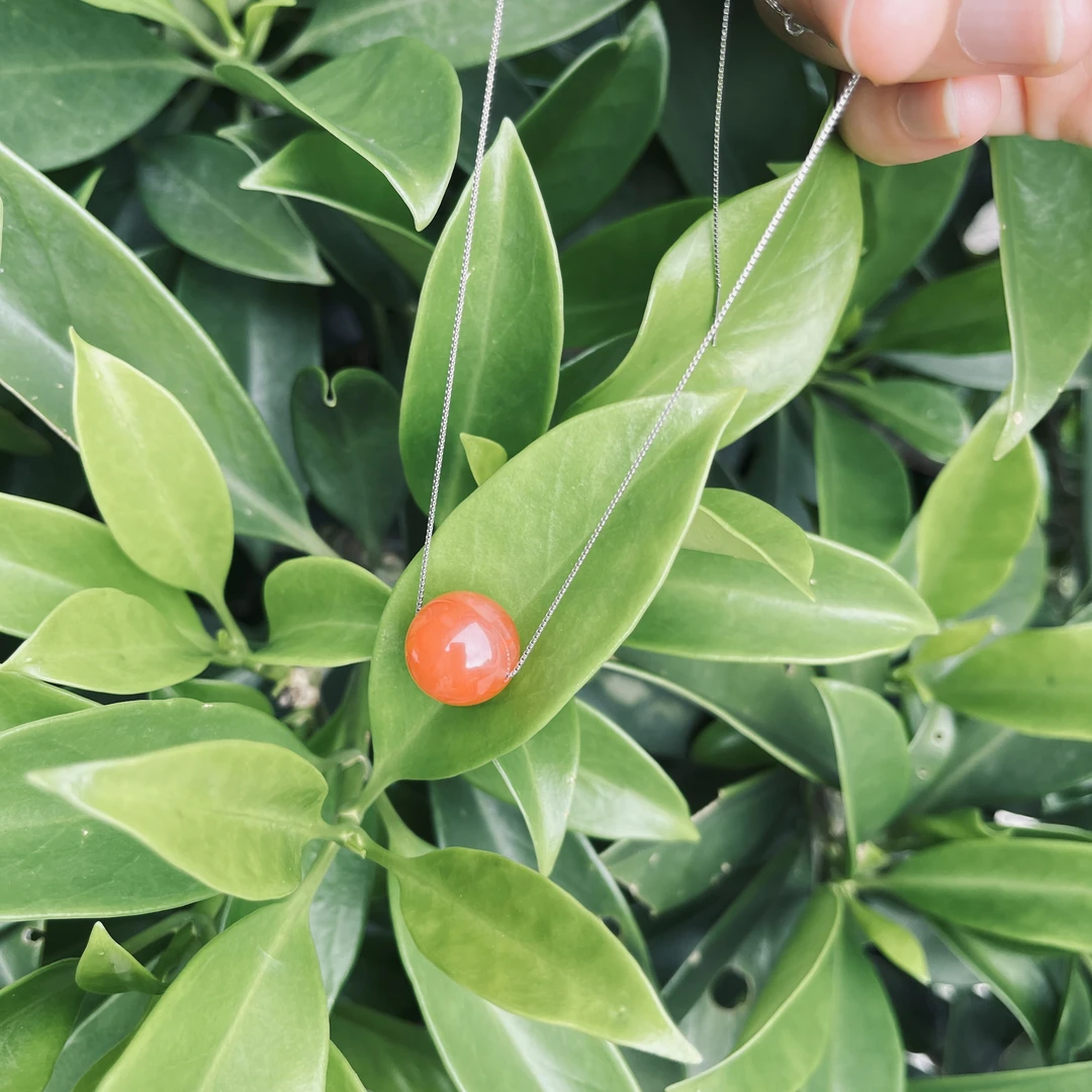 川料南红玛瑙联合料橘红单株925银链时尚精美红色多样性南红珠珠