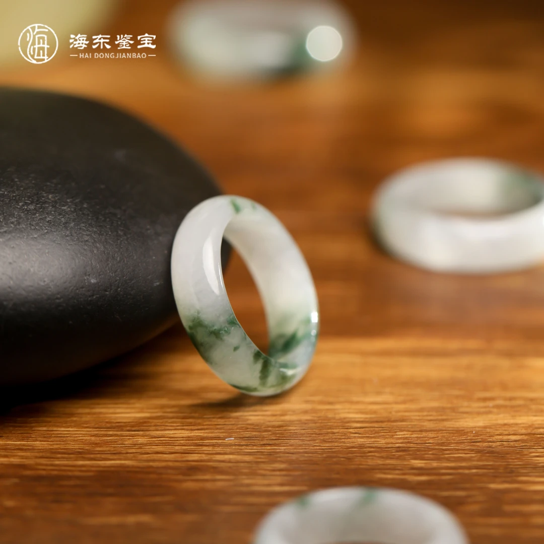 【海东鉴宝】天然缅甸A货翡翠戒指素圈情侣戒飘花戒圈多样式（商城）