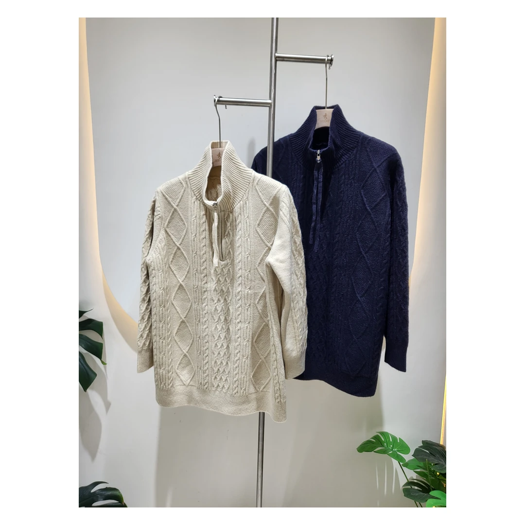 ⭐领子三用⭐一手长重工菱格宽松时尚针织毛衣