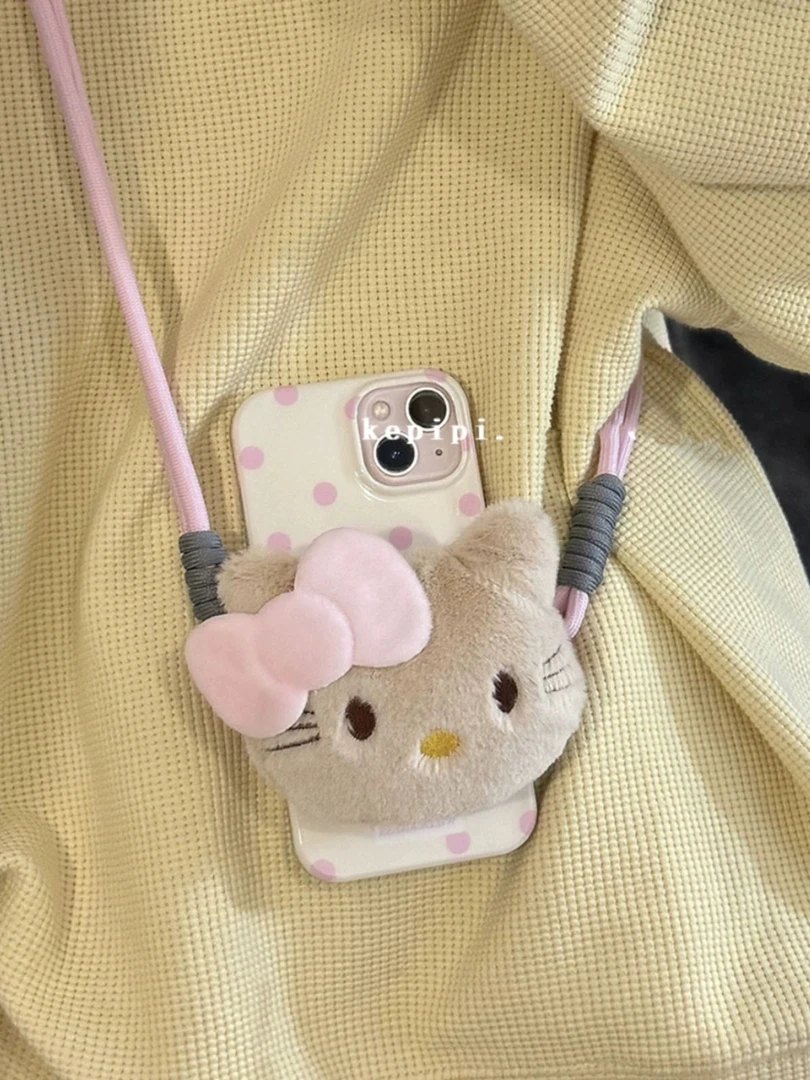 ins少女可爱KT猫咪背夹适用iPhone16promax苹果15手机壳1314斜挎2