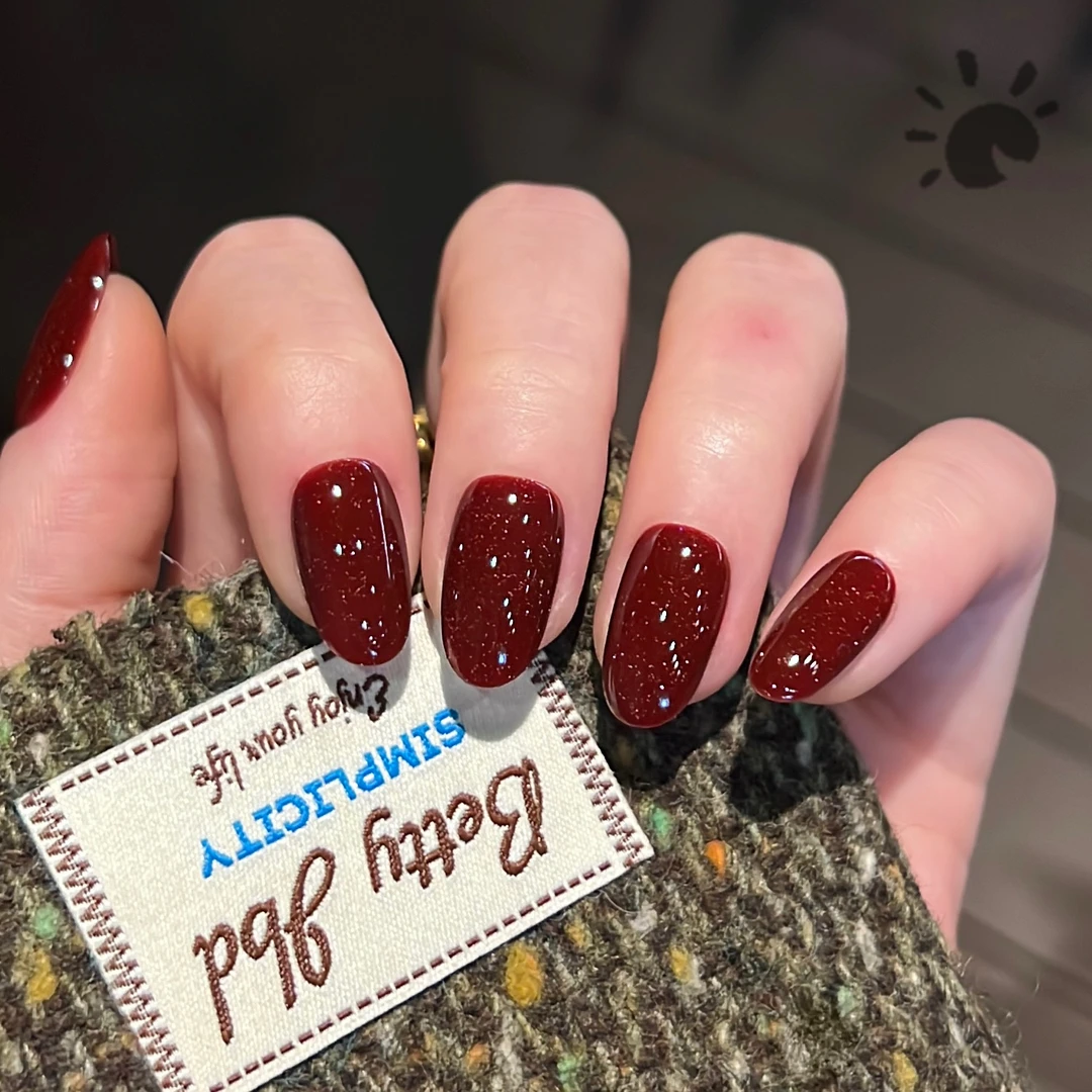 「赤」复古高级红色秋冬显白ins冰透细闪气质新年圣诞纯手工穿戴甲