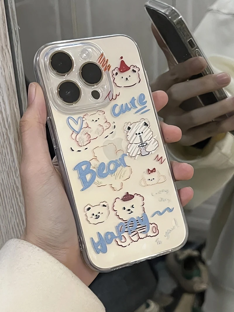 开心小熊适用iPhone15promax/14手机壳13女12华为/vivo/小米/oppo