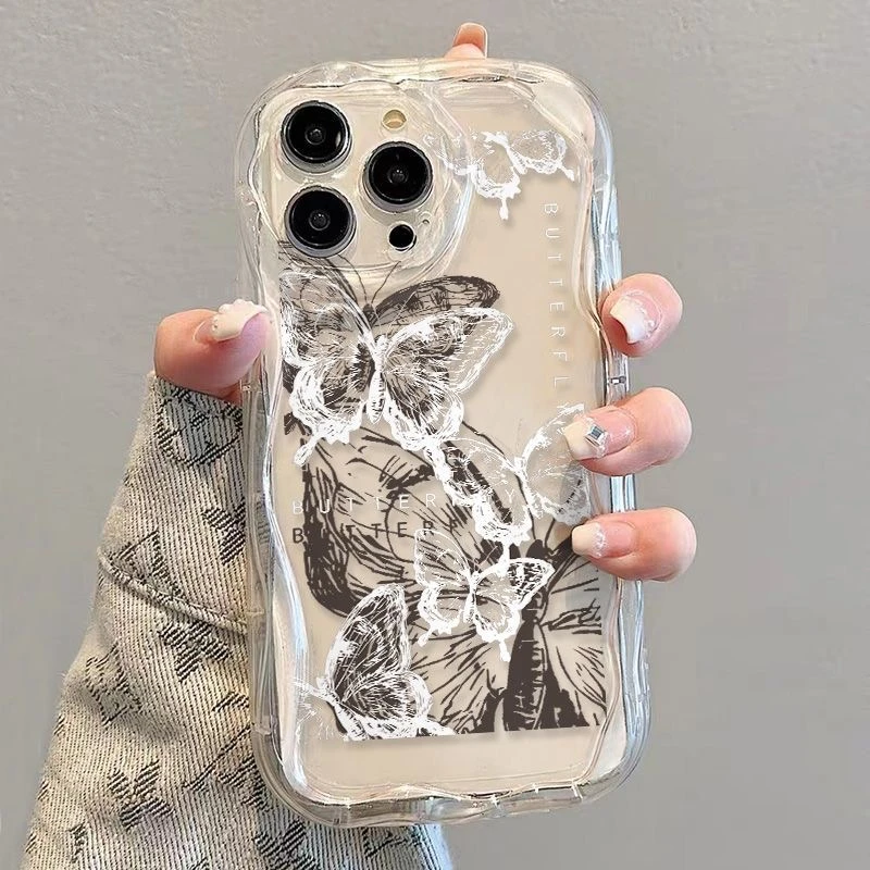 染墨蝴蝶适用iPhone15promax/14手机壳13女12华为/vivo/小米/oppo