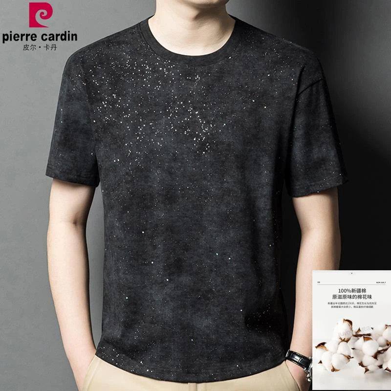 皮尔卡丹夏季男士劳斯莱斯星空顶半袖纯棉T恤抗菌百搭薄款时尚