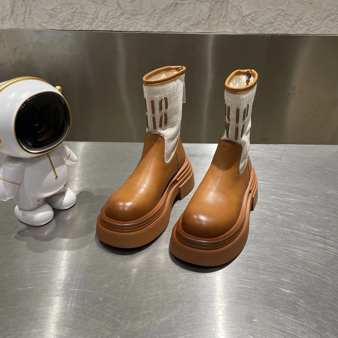 【唯品专属】7617-5复古风马丁靴时尚设计感潮流厚底女靴