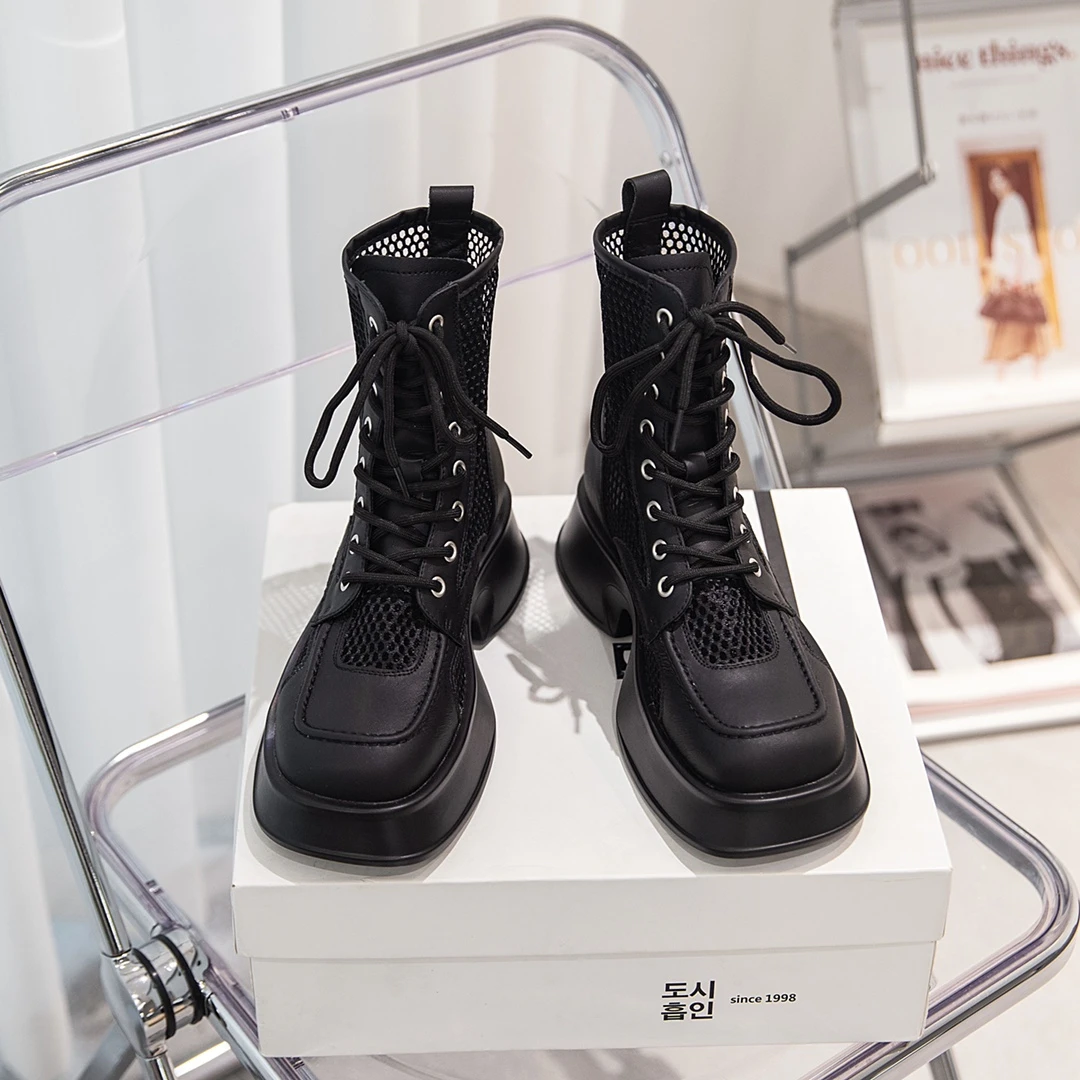 【唯品专属】758-1B 炸街镂空短靴女厚底短靴女凉鞋靴