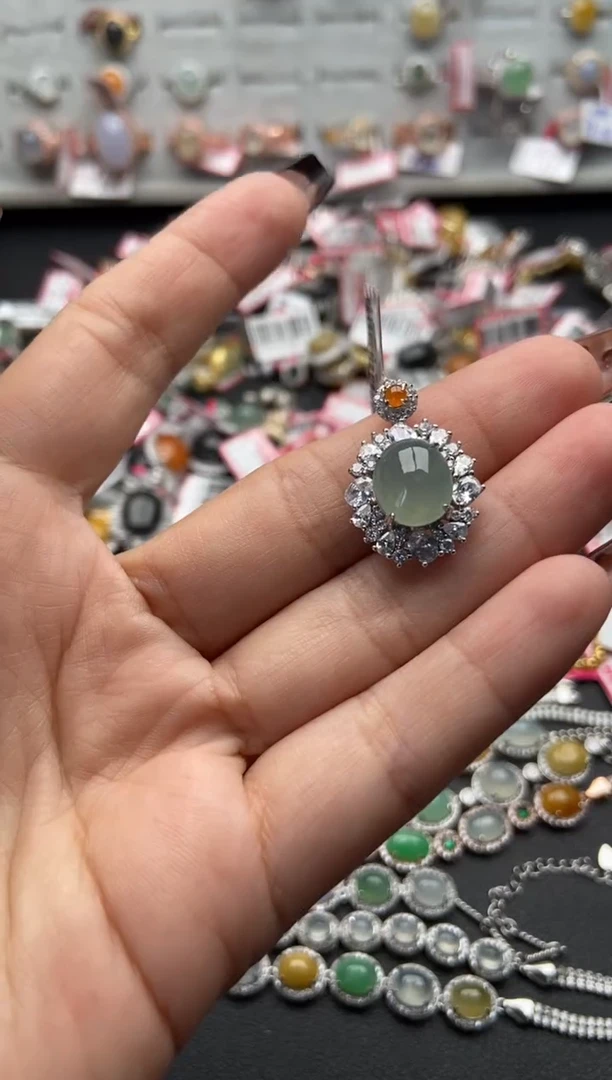 【闪购商品】翡翠戒指银S925镶嵌44444-----1