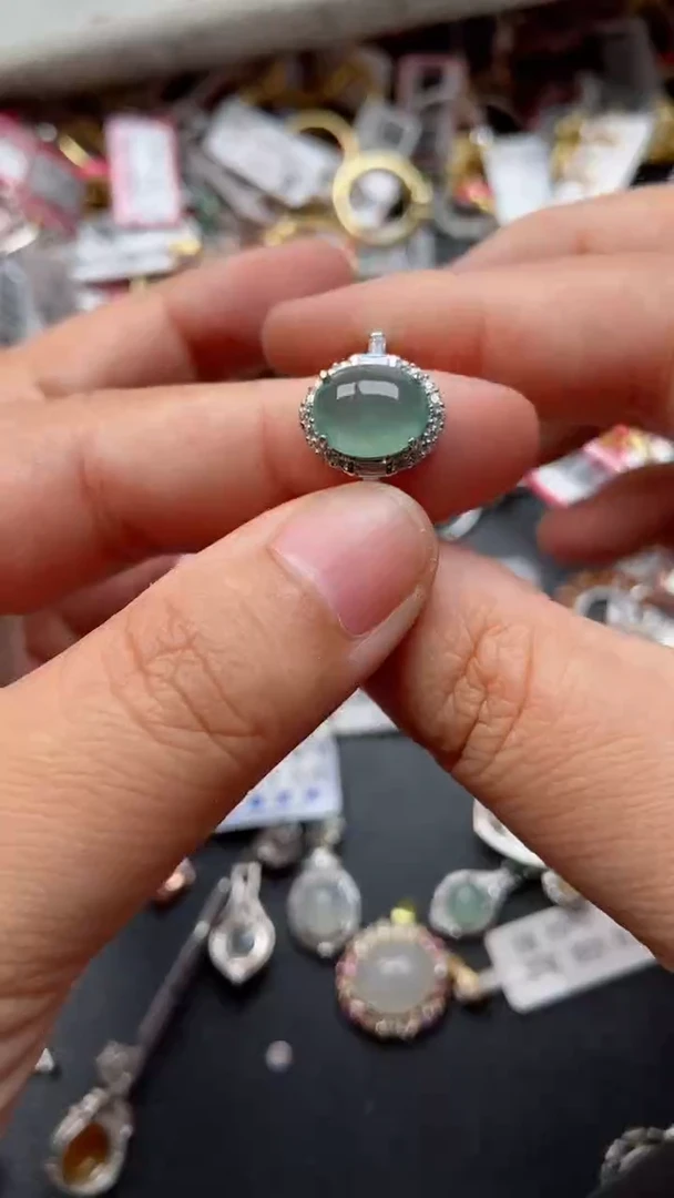 【闪购商品】翡翠戒指银S925镶嵌555555  5