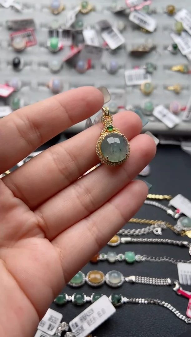 【闪购商品】翡翠戒指银S925镶嵌222222222222  8