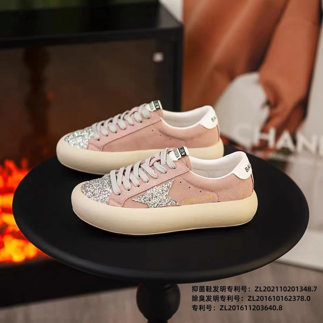 【真皮女鞋】女款亮晶晶厚底星星鞋潮流百搭休闲鞋W1806127