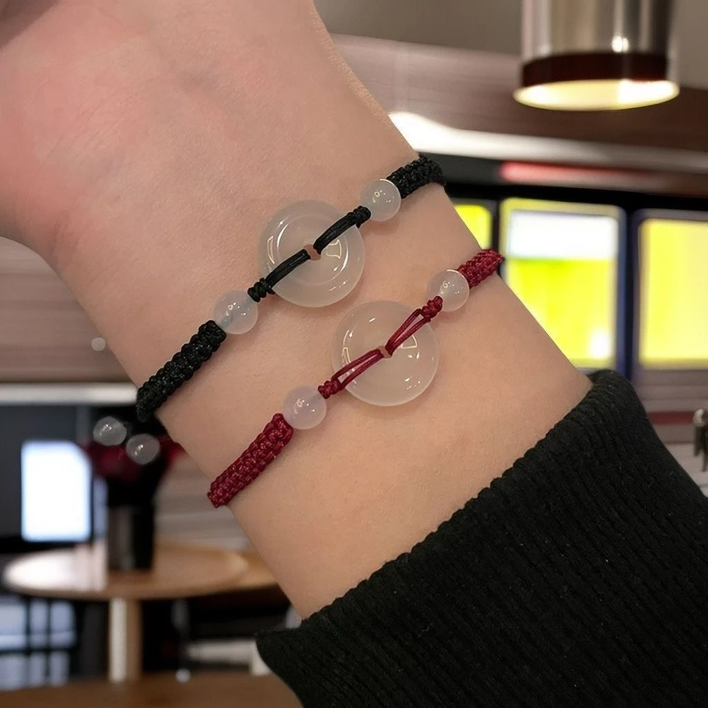 非金属布艺手链 新款平安扣男生手链情侣款小众设计感本命年送礼h