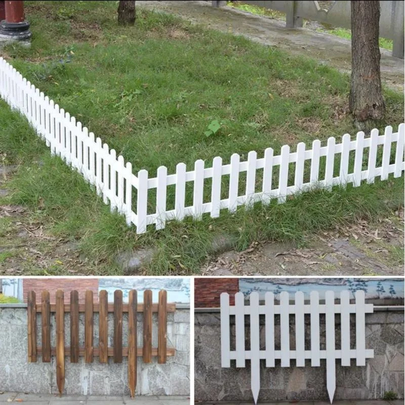 白色插地木栅栏篱笆防腐栅栏围栏花园公园草地绿化栏杆小护栏耐用